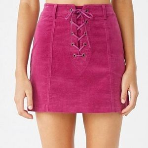 Velvet Lace Up Mini Skirt